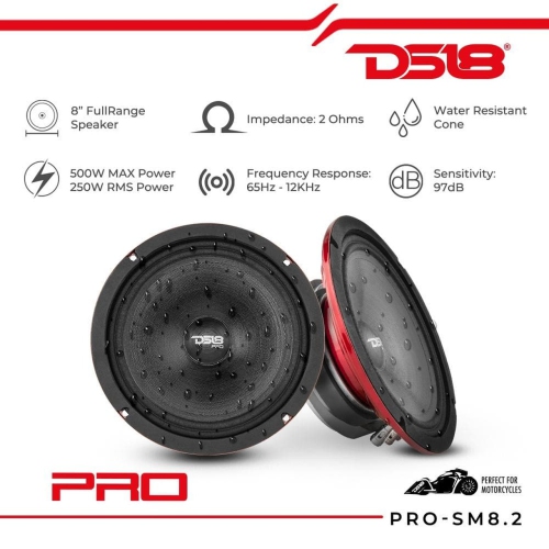 DS18 PRO-SM8.2 Pro 8" Shallow Water Resistant Mid-Range Loudspeaker - 2 Ohm