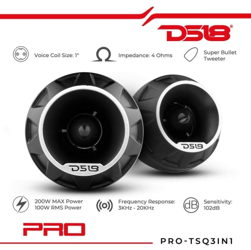 DS18 PRO-TSQ PRO 1.9” Surface High Compression Neodymium Super Bullet Tweeter - 4 Ohm