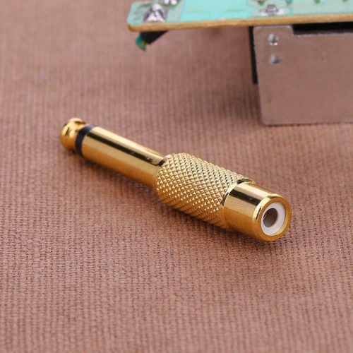 1pc 6.35mm 1/4in Mono Male Jack to RCA Female Plug Audio Adapter Connector