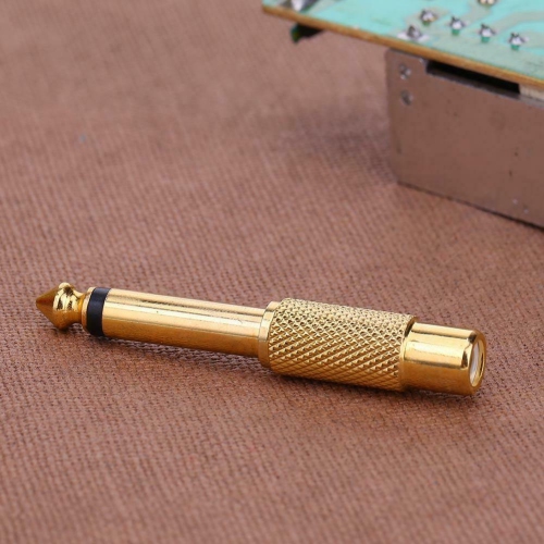 1pc 6.35mm 1/4in Mono Male Jack to RCA Female Plug Audio Adapter Connector