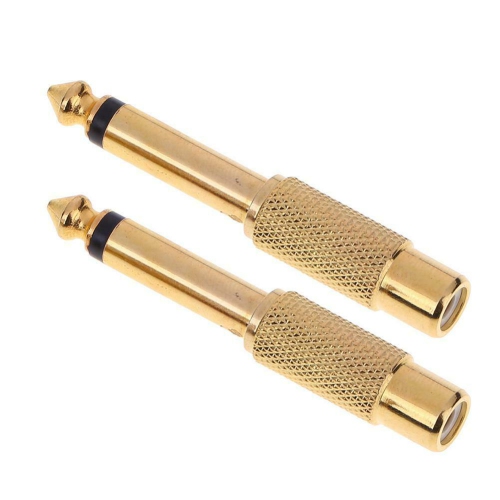 1pc 6.35mm 1/4in Mono Male Jack to RCA Female Plug Audio Adapter Connector