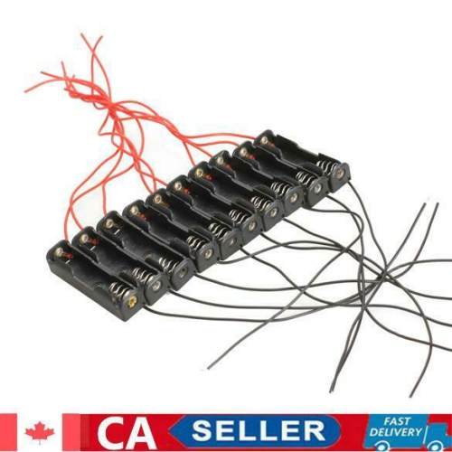 10x Single Slot AAA Mobile Battery Clip Case Holder Box with Wire Leads DIY