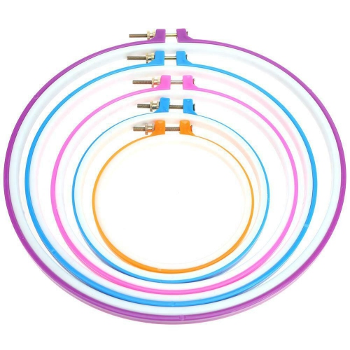 5pcs Plastic Cross Stitch Embroidery Hoop Ring Craft Sewing Machine Frame