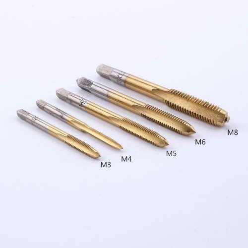 5pcs/Set HSS M3 M4 M5 M6 M8 Titanium Spiral Screw Tap Drill Bits Hand Tools