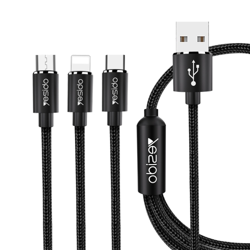 Yesido| 3in1 Multi USB charging cable|Type C, Micro & Iphone| Fast Charging, 3.0A output|