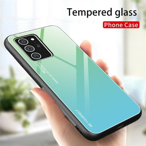 RIVIERA  Scratch Resistant Gradient Color Phone Case Anti-Fall Tempered Glass Case for Samsung Galaxy S20 Fe -Green