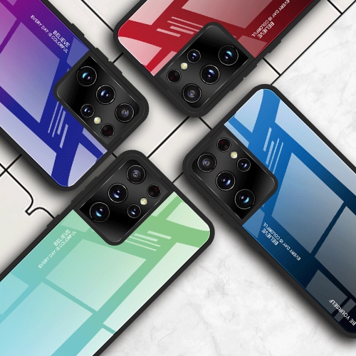 Étui RIGIDE ajusté en verre trempé anti-chute de RIVIERA résistant aux rayures pour Galaxy S21 ULTRA DE Samsung - Bleu