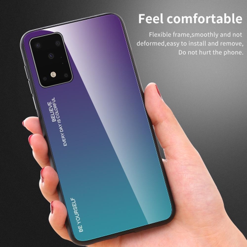 Étui RIGIDE ajusté en verre trempé anti-chute de RIVIERA résistant aux rayures pour Galaxy A52 de Samsung - Violet et vert