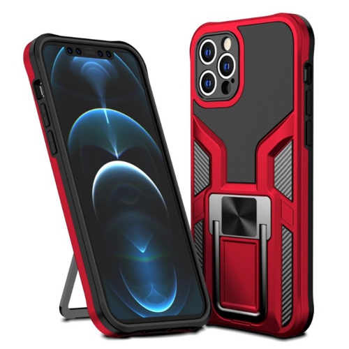 【CSmart】Anti-Drop Hybrid Magnetic Warrior Hard Armor Case with Ring Holder for iPhone 12 / 12 Pro, Red