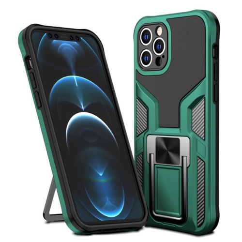 【CSmart】Anti-Drop Hybrid Magnetic Warrior Hard Armor Case with Ring Holder for iPhone 13 Pro, Hunter Green