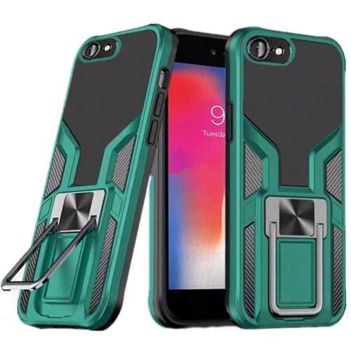 【CSmart】Anti-Drop Hybrid Magnetic Warrior Hard Armor Case with Ring Holder for iPhone 7 / 8 / SE 2020, Hunter Green