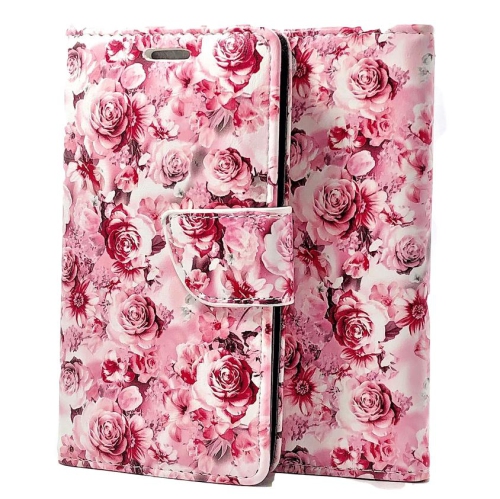 [CS] Étui Mini pour iPhone 13, étui folio en cuir magnétique à rabat avec fente pour carte, fleur pêche