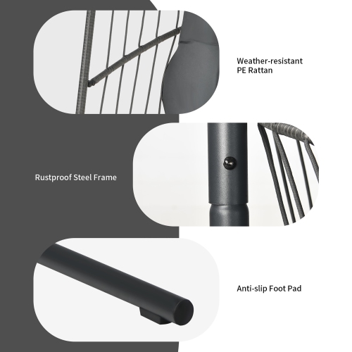 Costway Hanging Wicker Egg Chair w/ Stand Cushion Foldable Outdoor Indoor