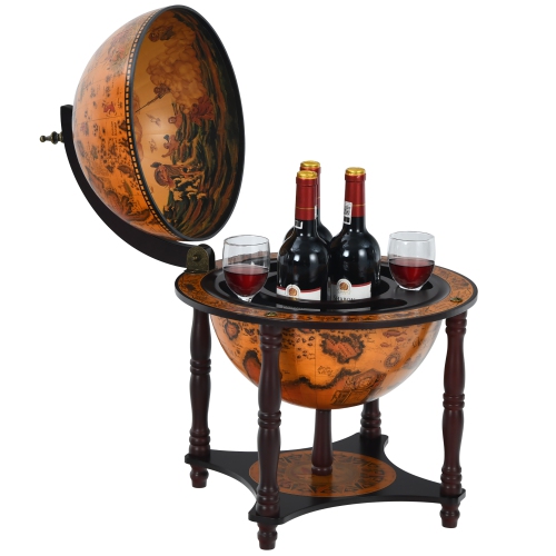 Tabletop 23" Globe Bar Wine Cabinet 16th Century Nautical Map Wine Stand w/ Shlef