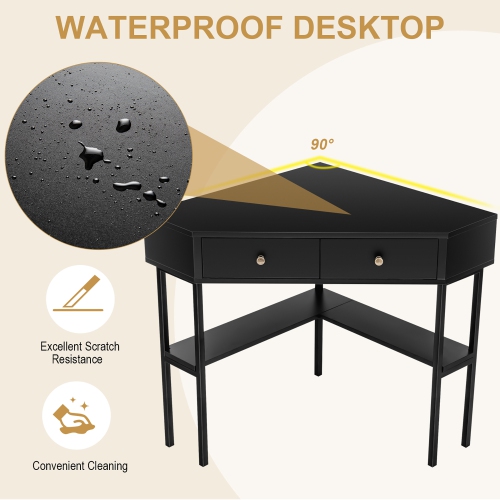 Costway Corner Computer Desk Writing Workstation Study Desk w/ 2 Drawers