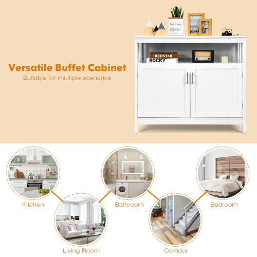 Costway Kitchen Buffet Server Sideboard Storage Cabinet w/2 Doors & Shelf