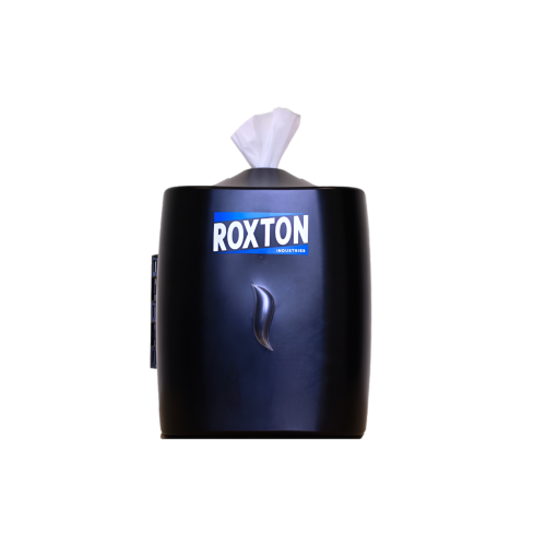 Roxton Wall Mount Wipes Dispenser - Upward Pull, Large Roll, Heavy-Duty Plastic, Strong Closure, Great for Gyms, Office, Commercial Spaces and Stores