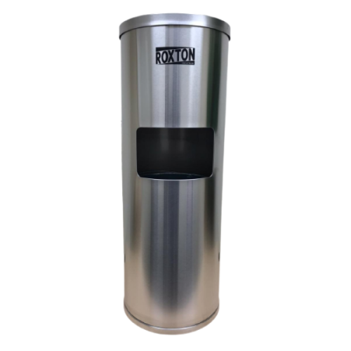 Roxton Stainless Steel Floor Stand Wipes Dispenser, Built-in Trash Can, Suitable for Gyms, School, Offices & Commercial Space