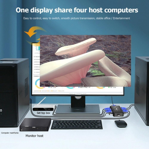 HW1702 Four Ports USB KVM Switch Box 4 in 1 Out 4K 1080P VGA Splitter