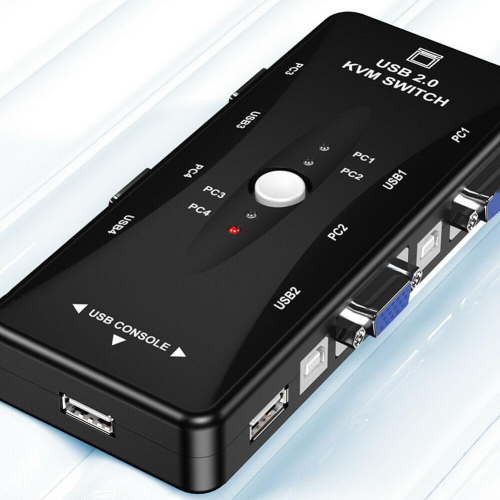 HW1702 Four Ports USB KVM Switch Box 4 in 1 Out 4K 1080P VGA Splitter