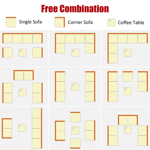 7PCS Patio Rattan Furniture Set Sectional Sofa Garden Cushion