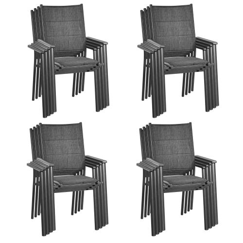 COSTWAY  Set Of 16 Patio Dining Chair Stackable Padded Armrest No Assembly