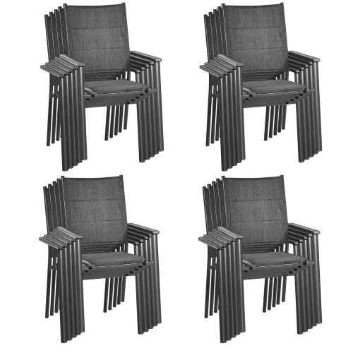 Costway Set of 20 Patio Dining Chair Stackable Padded Armrest No Assembly