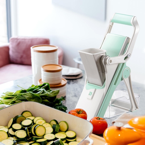 Hachoir à viande et à légumes 5-en-1 sécuritaire, coupe-légumes à épaisseur ajustable de cuisine