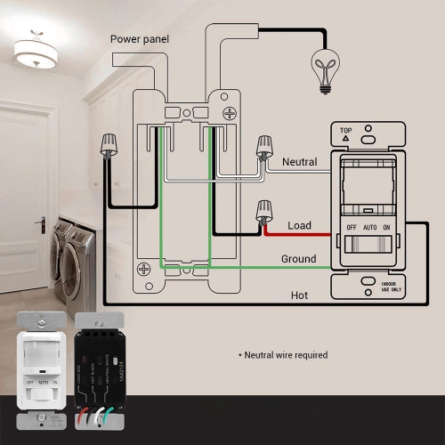 Interrupteur à capteur de mouvement unipolaire, interrupteur à capteur PIR, modes d'occupation et d'inoccupation - PrimeCables®