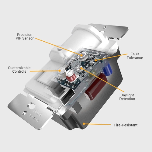 Interrupteur à capteur de mouvement unipolaire, interrupteur à capteur PIR, modes d'occupation et d'inoccupation - PrimeCables®