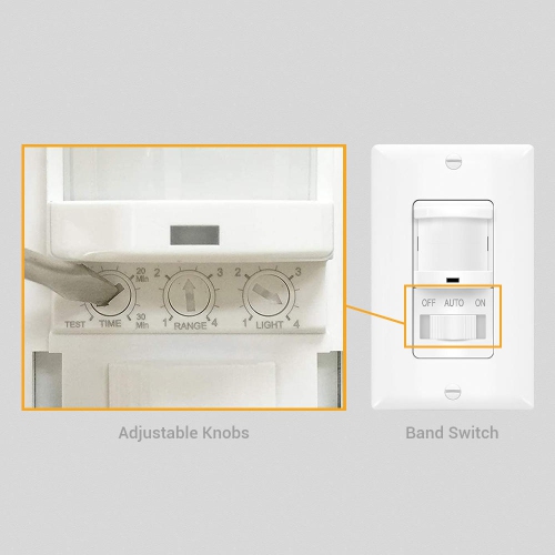 Interrupteur à capteur de mouvement unipolaire, interrupteur à capteur PIR, modes d'occupation et d'inoccupation - PrimeCables®