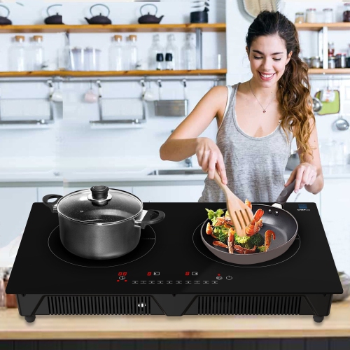 Cheftop Portable Induction Cooktop 2 Burner Electric Cooktop with Kids Safety Lock 1800 Watt, Touch Sensor Control, Multiple Controls Cooking Zones &