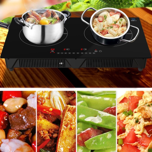 Cheftop Portable Induction Cooktop 2 Burner Electric Cooktop with Kids Safety Lock 1800 Watt, Touch Sensor Control, Multiple Controls Cooking Zones &