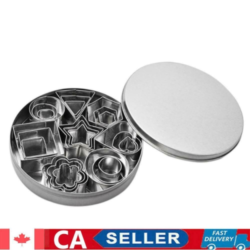 24pcs Stainless Steel Mini Cookie Cutter Set Baking Pastry Cutters Slicers