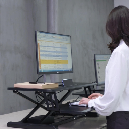 Electric Height Adjustable 37.4" Wide Sit-Stand Desk Converter Computer Desk for Monitor / Computer / laptop