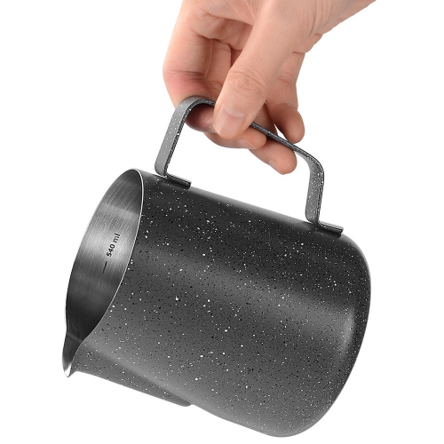 600ml Stainless steel milk jug with Latte Art Pen, Hand-Held handle doesn't get hot-0.7mm