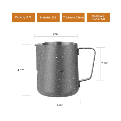 600ml Stainless steel milk jug with Latte Art Pen, Hand-Held handle doesn't get hot-0.7mm