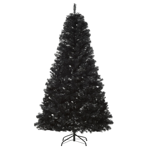 HOMCOM  7Ft Artificial Christmas Tree Unlit Douglas Fir With Realistic Branch Tips Halloween Style In Black