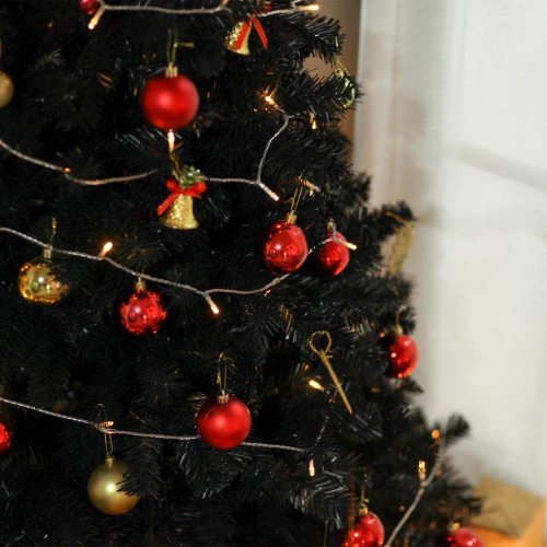 HOMCOM 7ft Artificial Christmas Tree Unlit Douglas Fir with Realistic Branch Tips, Black Halloween Style