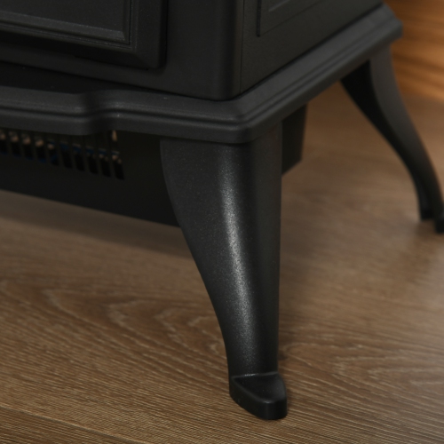 HOMCOM Electric Fireplace Heater Freestanding Fireplace Stove with Adjustable LED Flame Effect and Front Door, 750W/1500W, Black