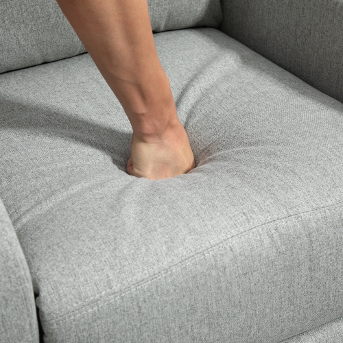 HOMCOM – Fauteuil inclinable à dossier poussoir, siège en tissu pour cinéma maison, canapé inclinable simple avec siège rembourré pour salon, gris
