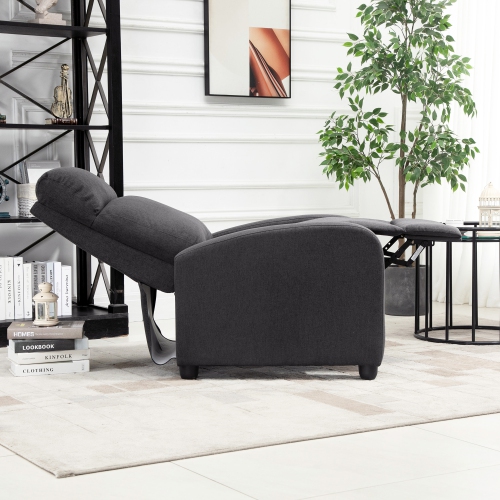 HOMCOM – Fauteuil inclinable à dossier poussoir, siège en tissu pour cinéma maison, canapé inclinable simple avec siège rembourré pour salon, gris