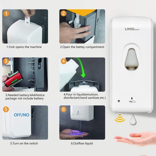 Wall Mount Automatic Soap Dispenser, 900ML Capacity with Infrared Motion Sensor Soap Dispenser