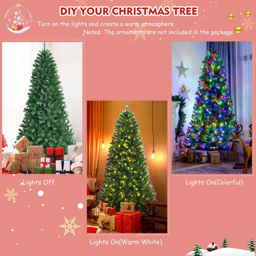 Costway 8ft Pre-lit Hinged Christmas Tree?w/ Remote Control & 9 Lighting Modes