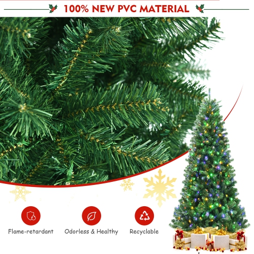 Costway 8ft Pre-lit Hinged Christmas Tree?w/ Remote Control & 9 Lighting Modes
