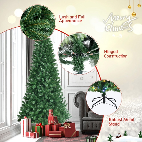 Costway 8ft Pre-lit Hinged Christmas Tree?w/ Remote Control & 9 Lighting Modes