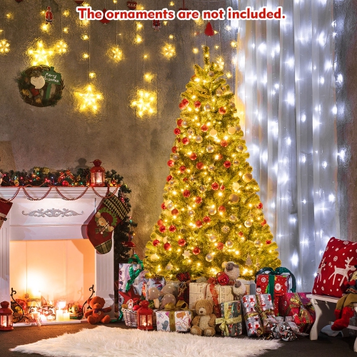 Costway 7ft Pre-lit Hinged Christmas Tree w/ Remote Control & 9 Lighting Modes