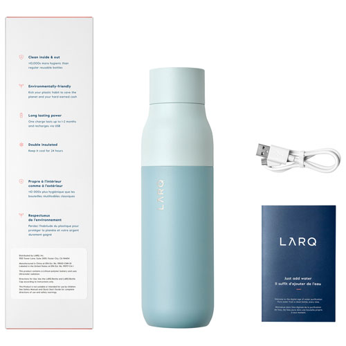 LARQ PureVis 740ml (25 oz.) Self-Cleaning Insulated Stainless Steel Water Bottle - Seaside Mint