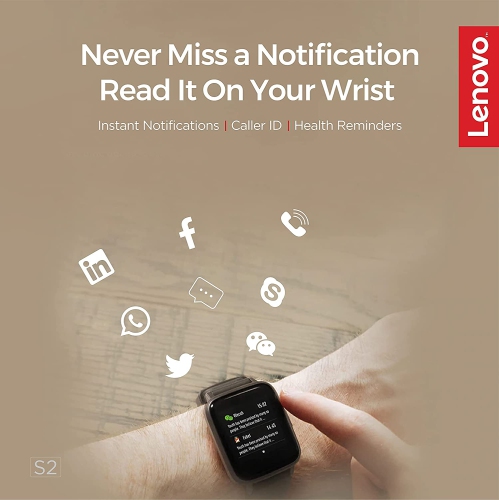 Lenovo Smartwatch S2 Pro Fitness Tracker with Body Temperature Activity Tracker Heart Rate Monitor Blood Pressure Blood Oxygen Sleep Monitor IP67