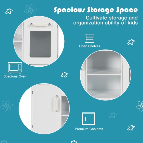 Costway Kids Kitchen Playset Pretend Play Cooking Set w/Vivid Faucet & Telephone